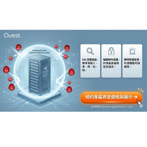 企業核心系統的終極保鑣:Quest Change Auditor 幫你全面攔截勒索病毒與內部威脅!